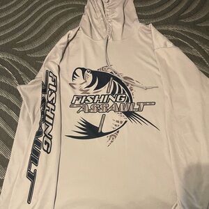 Gray Fishing Assault long sleeve hooded shirt